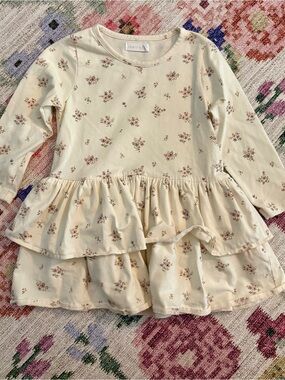 Jamie Kay Cream Floral Tiered Long Sleeve Dress